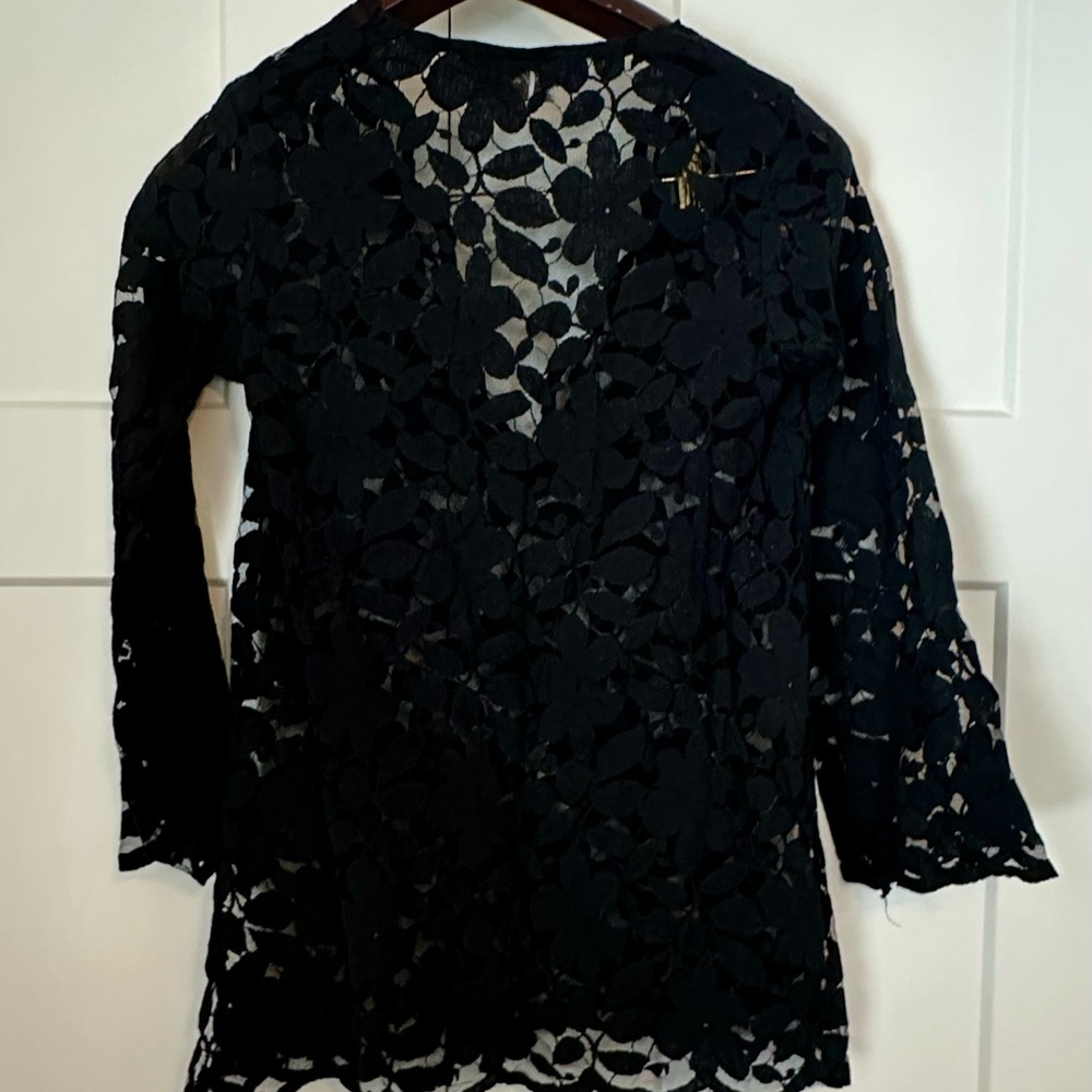 Women's J Valdi Black Lace V-Neck Top L - Picture 2 of 3